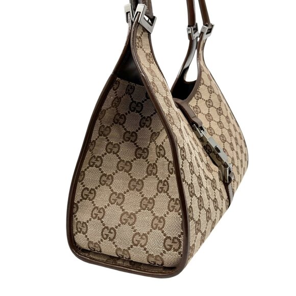GUCCI Vintage GG Monogram Logo Jackie Shoulder Bag Brown Beige Canvas [105960] - Picture 7 of 12